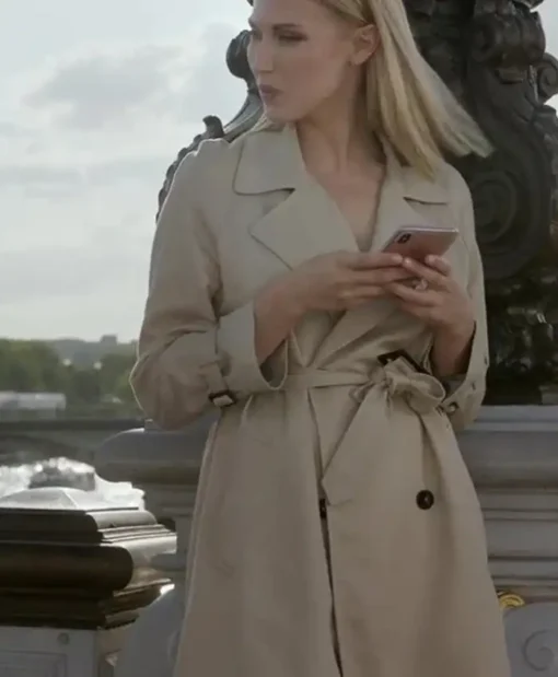 Emily In Paris Camille Razat Cream Trench Coat