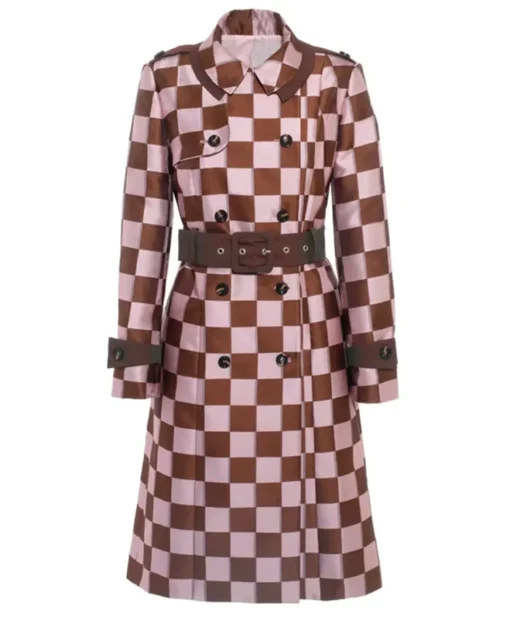 Emily In Paris S04 Lily Collins Checkered Trench Coat