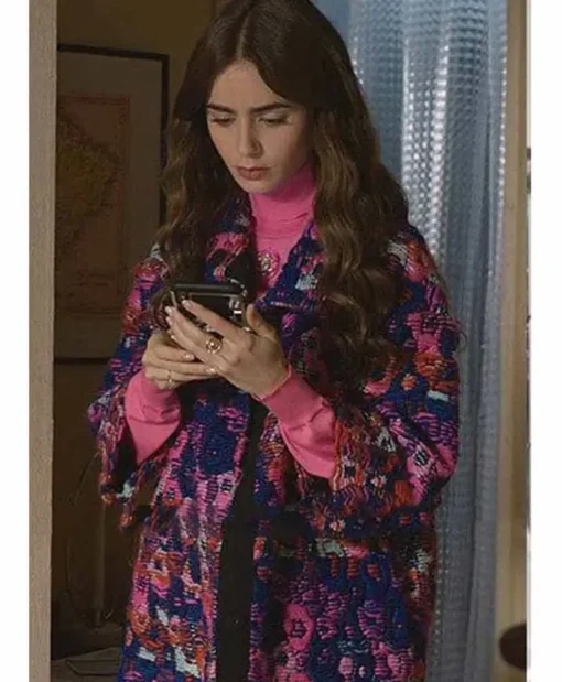 Emily in Paris Lily Collins Floral Soft Coat