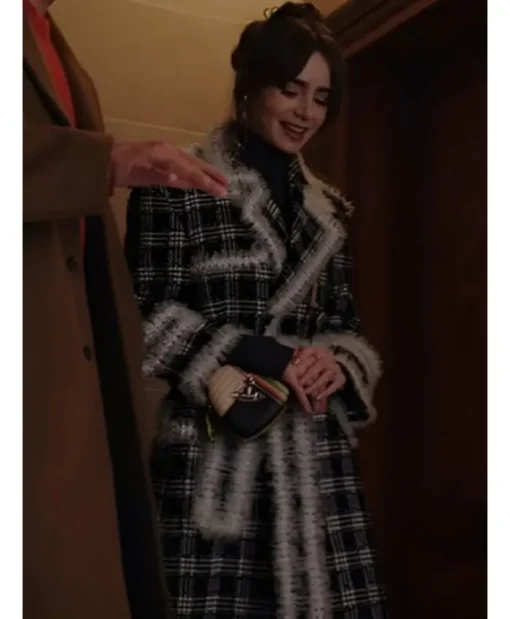 Emily in Paris S04 Emily Cooper Tweed Ruffled Coat