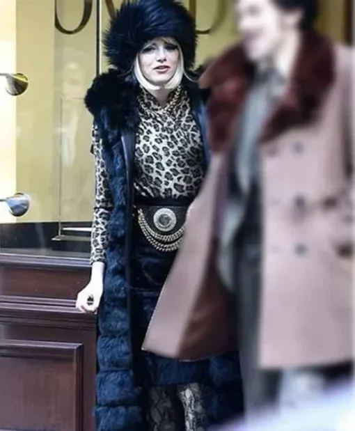 Emma Stone Cruella 2021 Black Fur Coat