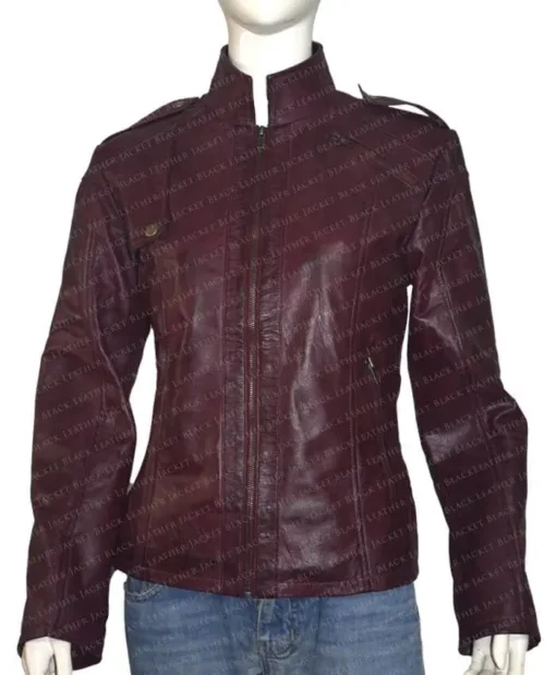 Erin Lindsay TV Series Chicago PD Sophia Bush Maroon Leather Jacket