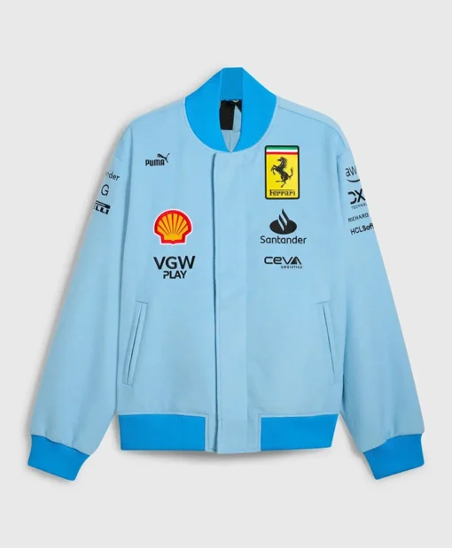 Ferrari Blue Miami Grand Prix Varsity Jacket