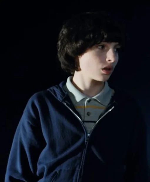 Finn Wolfhard Stranger Things Navy Blue Fleece Hoodie