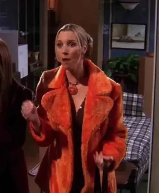 Friends S05 Lisa Kudrow Orange Faux Fur Coat