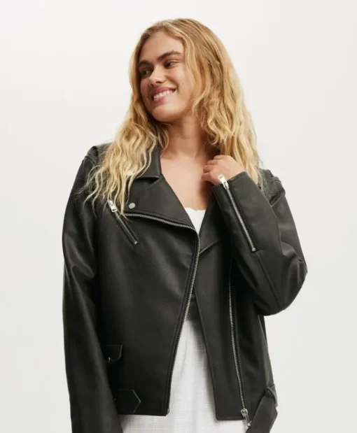 Garrity Cotton On Black Asymmetrical Zip Biker Leather Jacket