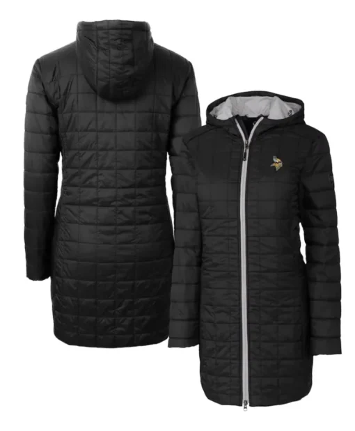 Gemma Minnesota Vikings Black Hooded Long Coat