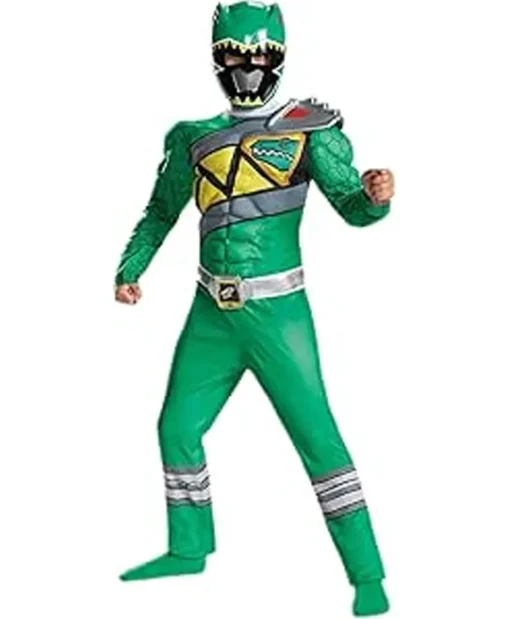 Green Power Rangers Charge Classic Kids Dinosaur Costume