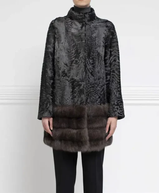 Grey Swakara Lamb Fur Coat