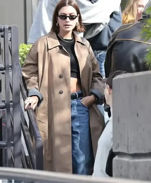 Hailey Bieber Duster Beige Coat