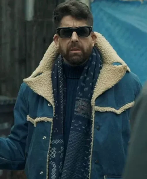 Harry Keshegian The Equalizer Blue Fur Collar Coat