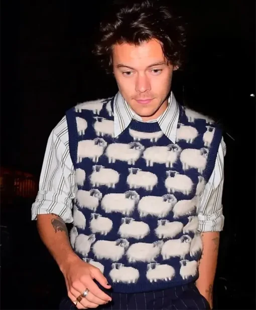 Harry Styles Sheep Blue Sweater Vest