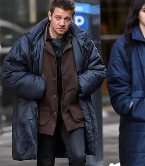 Hawkeye Jeremy Renner Navy Blue Parachute Puffer Coat