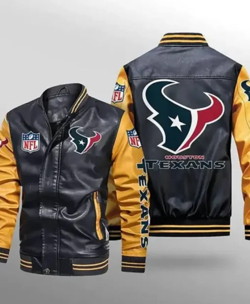 Houston Texans Faux Leather Varsity Jacket