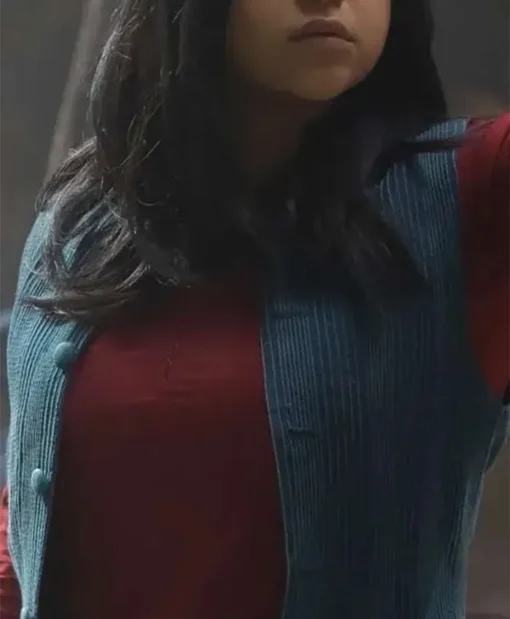 Iman Vellani Ms. Marvel Kamala Khan Blue Cotton Vest