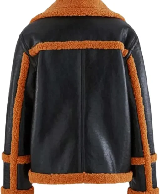 Isaac Genuine Sheepskin Shearling Leather Black Jacket