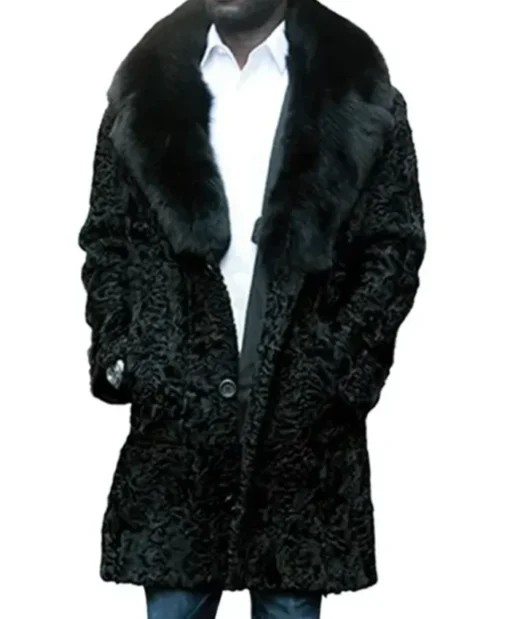 Jeffery Persian Lamb Astrakhan Fox Fur Collar Coat