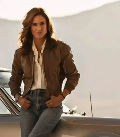 Jennifer Connelly Top Gun Maverick Cropped Bomber Cotton Jacket