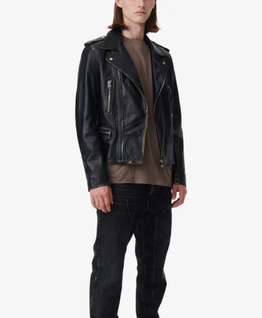 Jennifer Iro Cruise Black Asymmetrical Zip Biker Leather Jacket