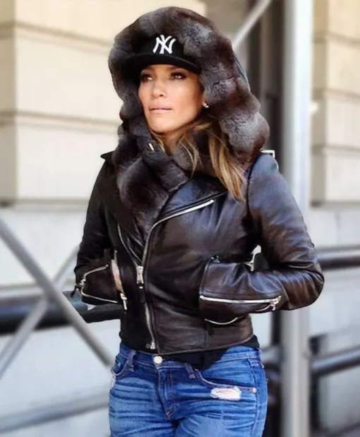 Jennifer Lopez Leather Jacket Black