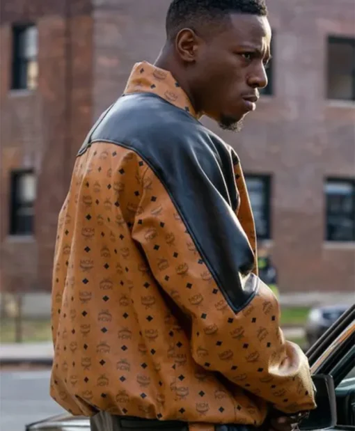 Joey Bada$$ Power Book III Raising Kanan Orange And Black Leather Jacket For Sale