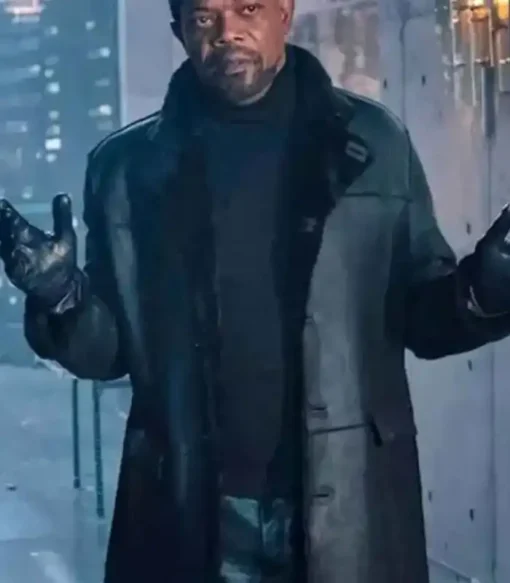 John Shaft Black Fur Long Leather Coat