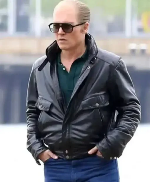 Johnny Depp Black Mass Black Leather Jacket