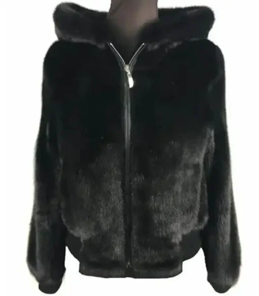 Johnny Reversible Mink Fur Black Bomber Jacket