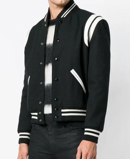 Joseph M Teddy Rib Collar Black Jacket In Twill