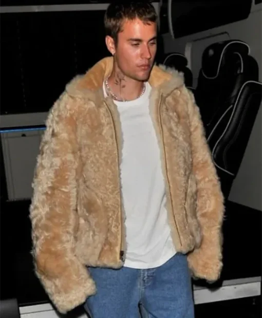 Justin Bieber Canadian Singer Los Angeles Faux Fur Brown Jacket