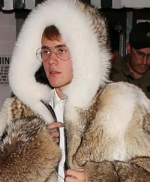 Justin Drew Bieber Canadian Singer Genuine Mink Fur Jacket With Hood