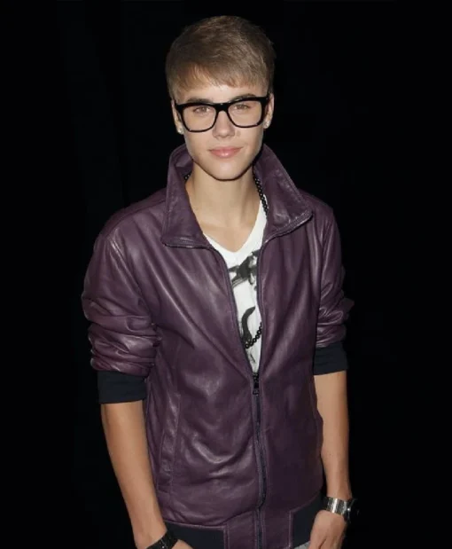 Justin Drew Bieber Singer Purple Bomber Jacket