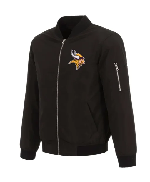 Karson Minnesota Vikings Black Printed Bomber Jacket