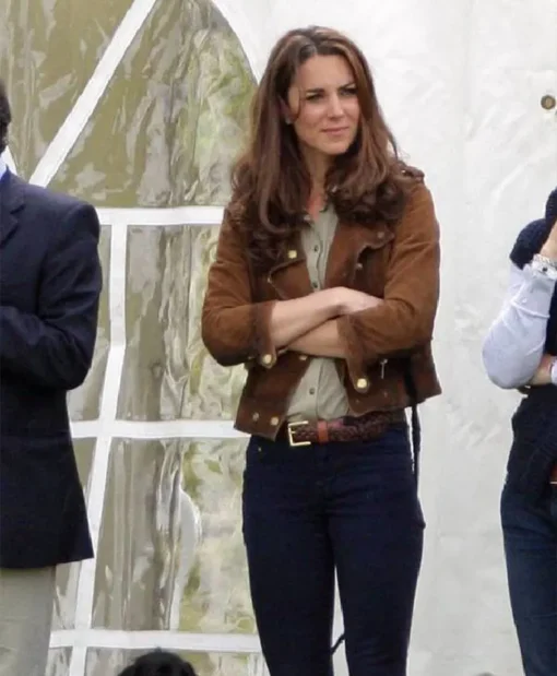 Kate Middleton Leather Brown Jacket