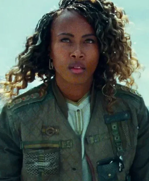 Kayla Watts Film Jurassic World Dominion DeWanda Wise Green Cotton Cropped Bomber Quilted Jacket