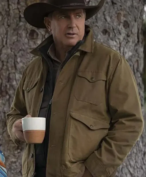 Kevin Costner TV Series Yellowstone John Dutton Faux Fur Lining Corduroy Dark Brown Jacket For Sale