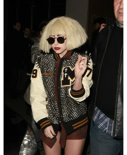 Lady Gaga Silver Varsity Jacket