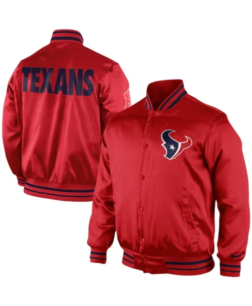 Lanni Houston Texans Red Satin Varsity Jacket