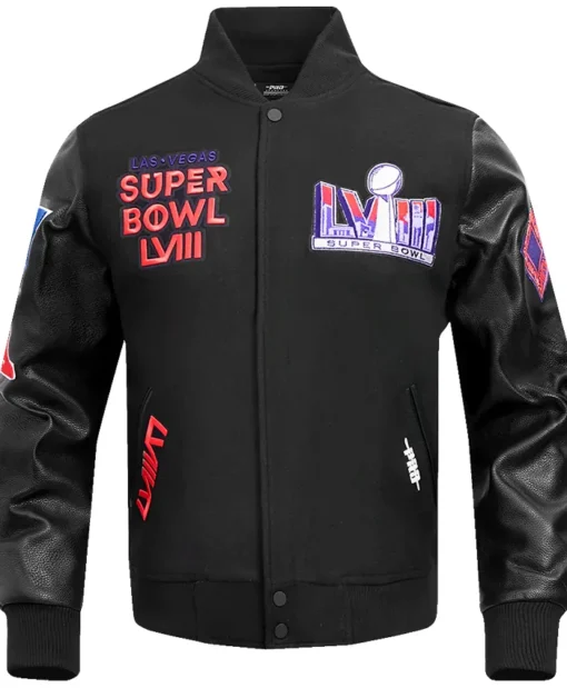 Las Vegas Super Bowl Lviii Black Varsity Jacket