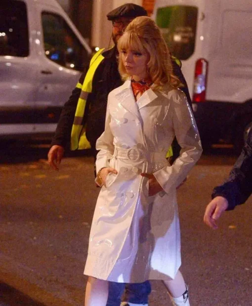 Last Night In Soho Sandy White Leather Coat