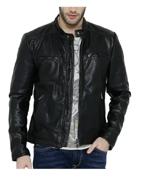 Leather Slim Fit Black Jacket