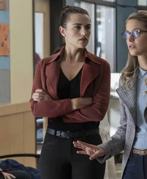 Lena Luthor Supergirl Maroon Cropped Jacket