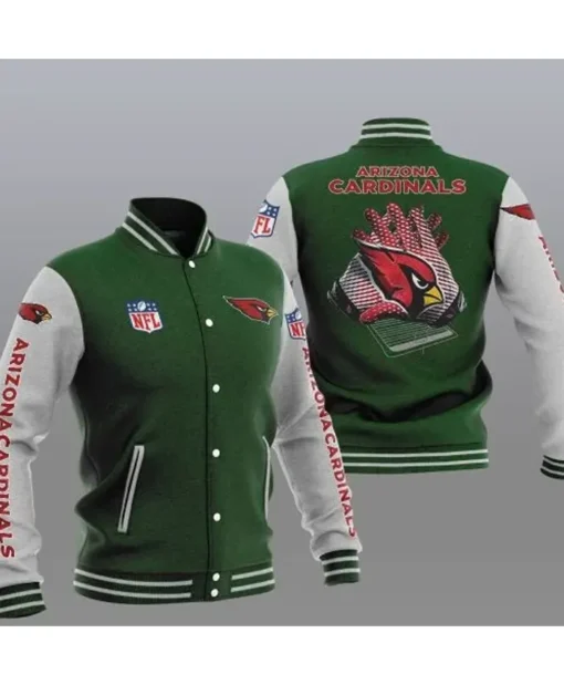 Levin Arizona Cardinals Varsity Baseball Jacket Green