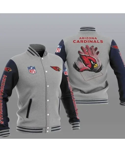 Levin Arizona Cardinals Varsity Baseball Jacket Grey