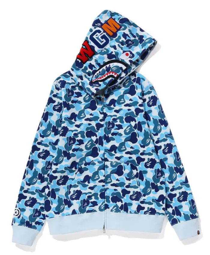 Light Blue Bape Camo Shark Fleece Hoodie