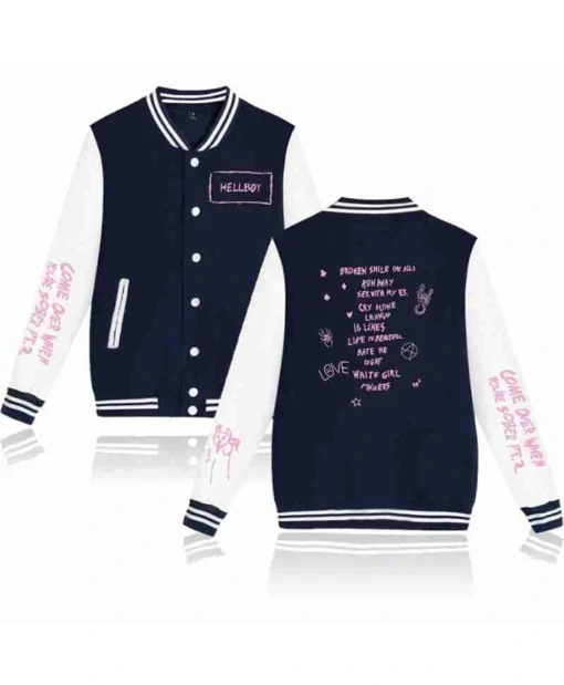 Lil Peep Hellboy Baseball Blue White Varsity Jacket