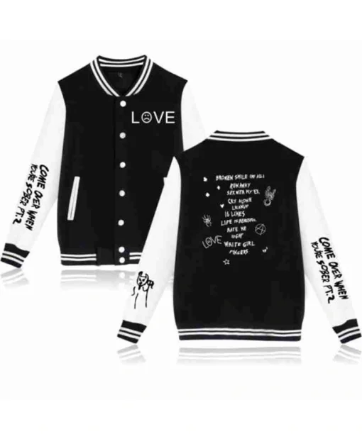 Lil Peep Hellboy Letterman Black White Varsity Jacket