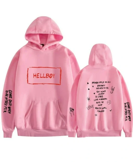 Lil Peep Hellboy Pink Bomber Hoodie Jacket