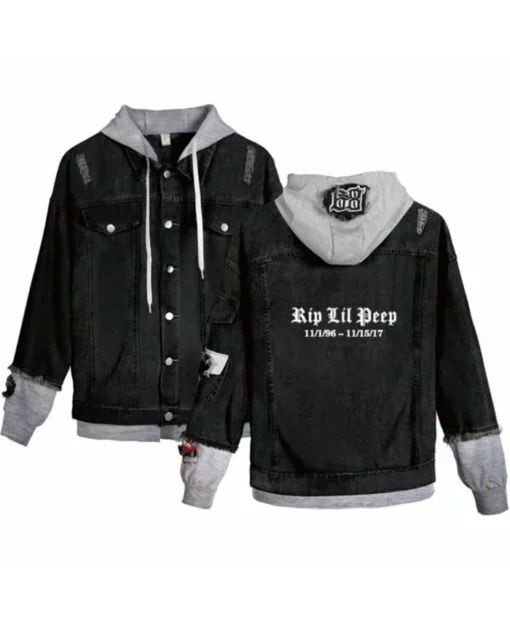 Lil Peep Rip Black Gray Denim Jacket