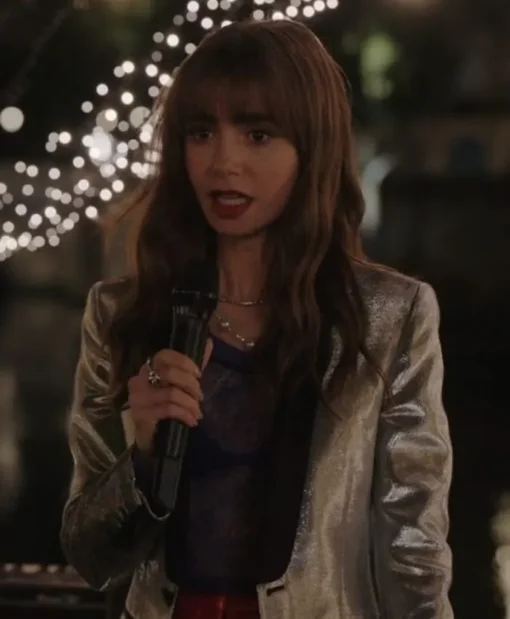 Lily Collins Emily In Paris S03 Silver Blazer